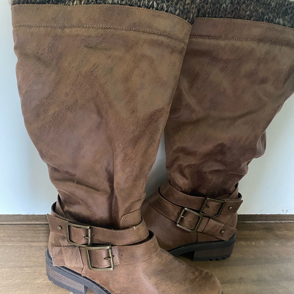 Brown Slouch Knee Boots